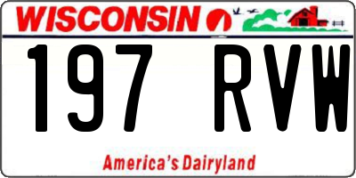 WI license plate 197RVW