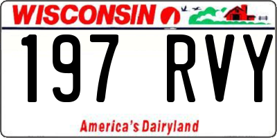 WI license plate 197RVY