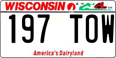 WI license plate 197TOW