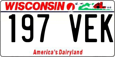 WI license plate 197VEK