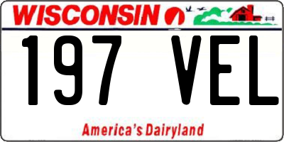 WI license plate 197VEL