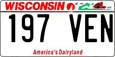 WI license plate 197VEN