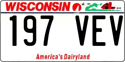 WI license plate 197VEV