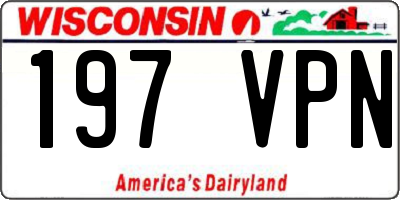WI license plate 197VPN