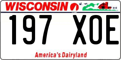 WI license plate 197XOE