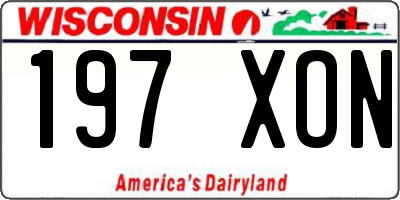 WI license plate 197XON