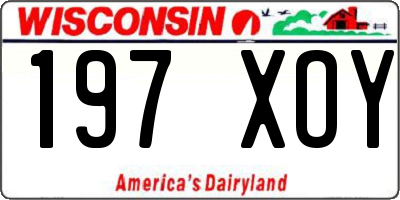 WI license plate 197XOY