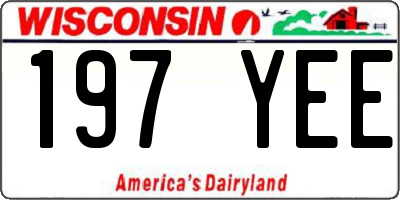 WI license plate 197YEE