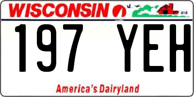 WI license plate 197YEH