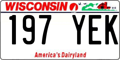 WI license plate 197YEK