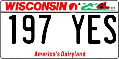 WI license plate 197YES
