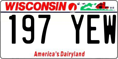WI license plate 197YEW