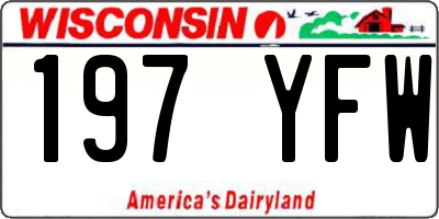 WI license plate 197YFW