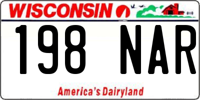 WI license plate 198NAR