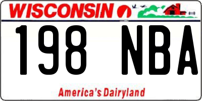 WI license plate 198NBA