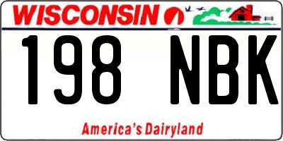 WI license plate 198NBK