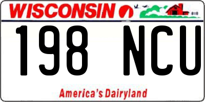 WI license plate 198NCU