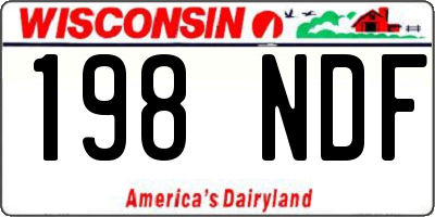 WI license plate 198NDF