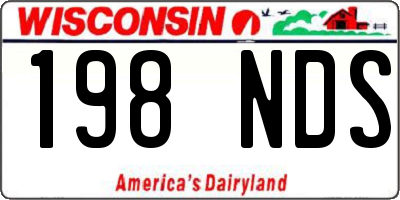 WI license plate 198NDS