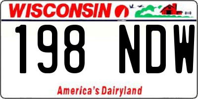 WI license plate 198NDW