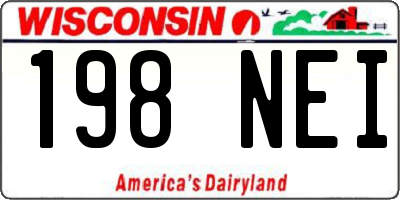 WI license plate 198NEI