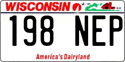 WI license plate 198NEP
