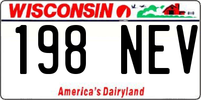 WI license plate 198NEV