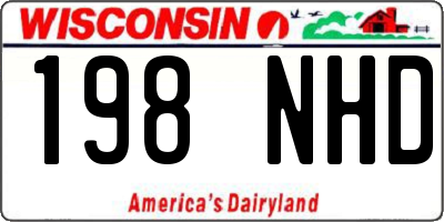 WI license plate 198NHD
