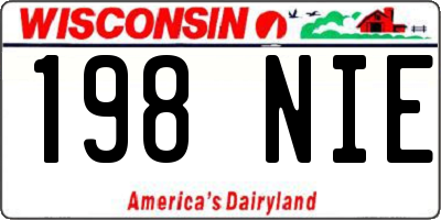 WI license plate 198NIE