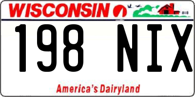 WI license plate 198NIX