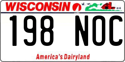 WI license plate 198NOC