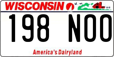 WI license plate 198NOO