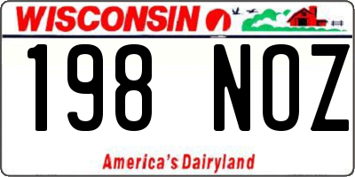 WI license plate 198NOZ