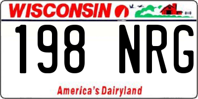 WI license plate 198NRG