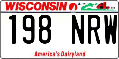 WI license plate 198NRW