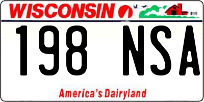 WI license plate 198NSA