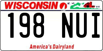 WI license plate 198NUI