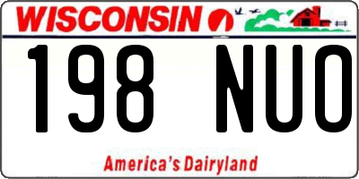 WI license plate 198NUO