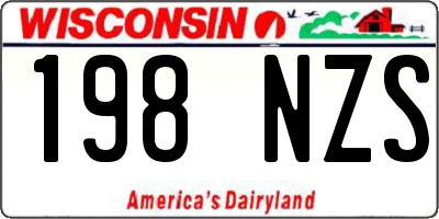 WI license plate 198NZS