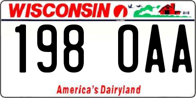 WI license plate 198OAA