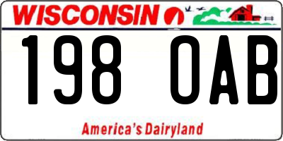 WI license plate 198OAB