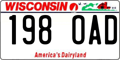 WI license plate 198OAD