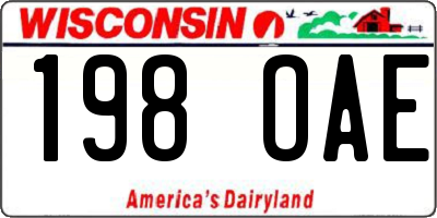 WI license plate 198OAE