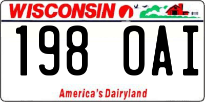 WI license plate 198OAI