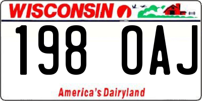 WI license plate 198OAJ
