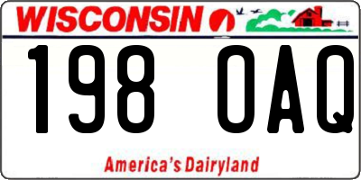 WI license plate 198OAQ