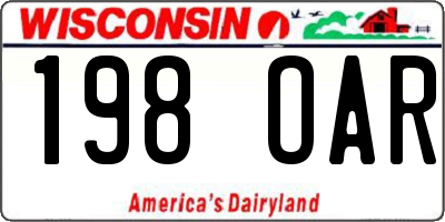 WI license plate 198OAR