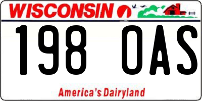 WI license plate 198OAS