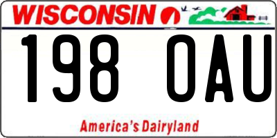 WI license plate 198OAU