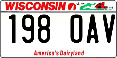 WI license plate 198OAV